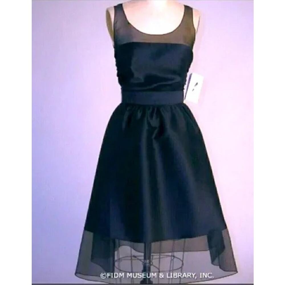 Karl Lagerfeld x H&M NWT Black Silk A-Line Dress Belted Sheer Size Euro 44 US 14